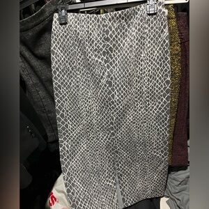 Alice + Olivia Gray Snake Print Pencil Skirt with front slit